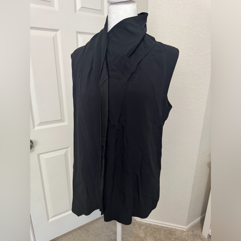 Adam Lippes Black Crepe Scarf Wrap Shell Sleeveless Blouse Size 8 - Picture 4 of 14